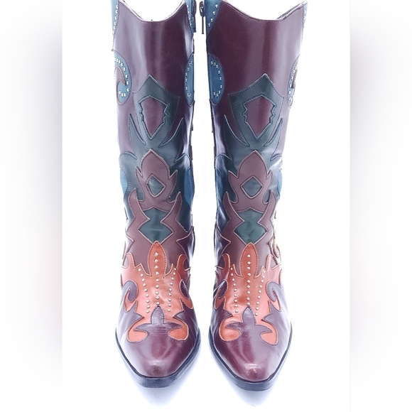 Jeffrey Campbell Women Saddle Up Western Cowboy Boot Size 8.5 Multicolor - Picture 3 of 11